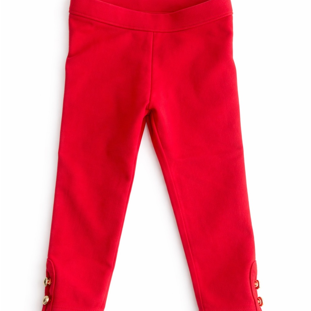 Janie and Jack Red Leggings 18–24 Months Gold Button Detail Like New